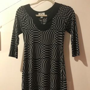 Black and white 70's inspired dress